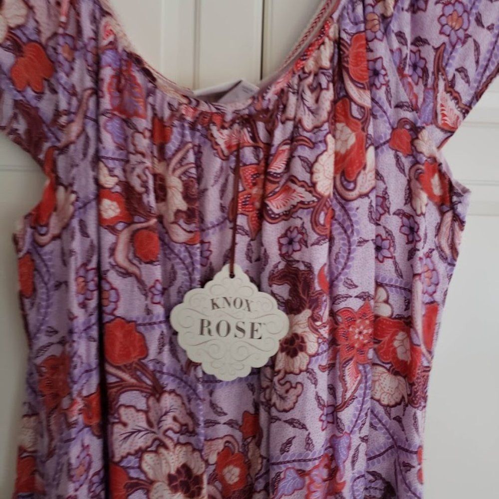 Knox Rose Purple Floral Dress - Short Flutter Sleeves - Womens XXL - NEW! - Picture 5 of 7
